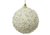 Gedecoreerde kerstbal ø8cm | foam | wolwit met kralen en glitters