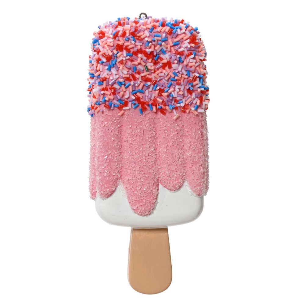 Kersthanger ijsje roze met spikkels | onbreekbaar | 12,3cm