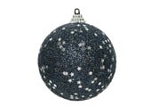 Gedecoreerde kerstbal ø8cm | foam | nachtblauw met silveren sterren