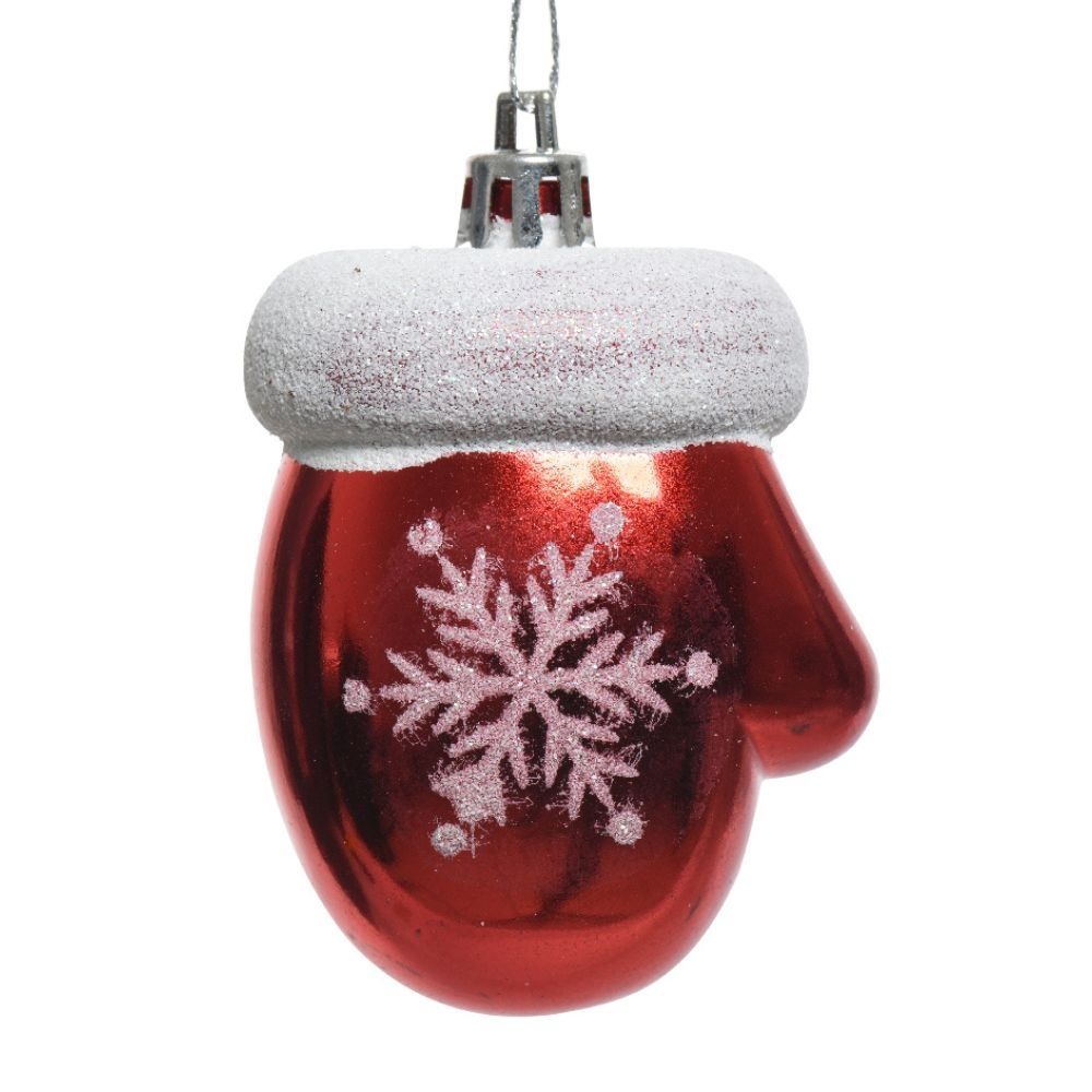 Kersthanger want met sneeuwvlok | onbreekbaar | rood/wit | set van 2 | 7cm