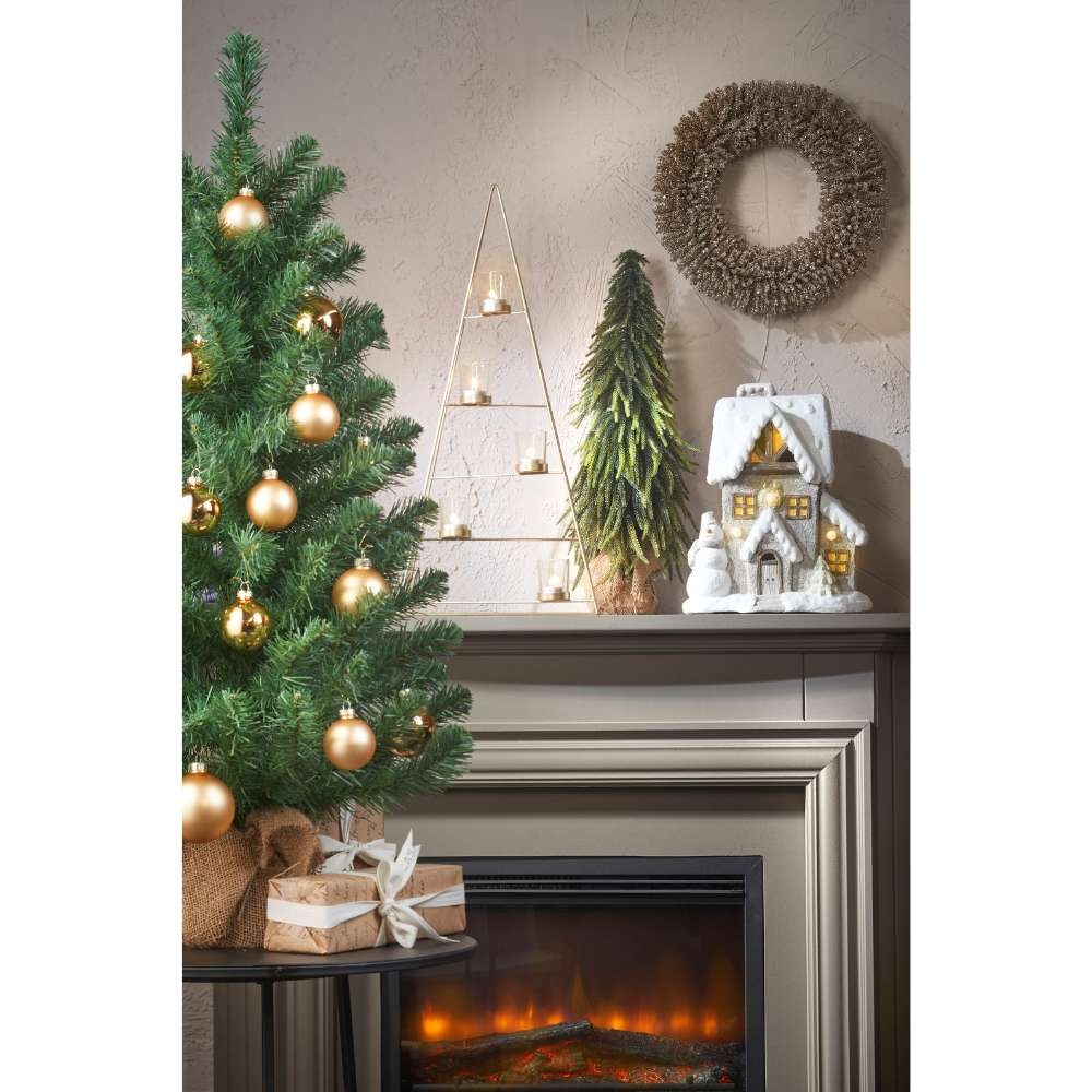 Roundstone kerstboompje in jute zak 90xø48cm | groen