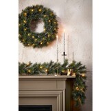 Glendon kerstkrans | groen met bevroren details & LED lampjes | 60cm