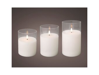 LED kaars | glas & wax | wit/warm wit | ø10x17,5/15/12,5cm