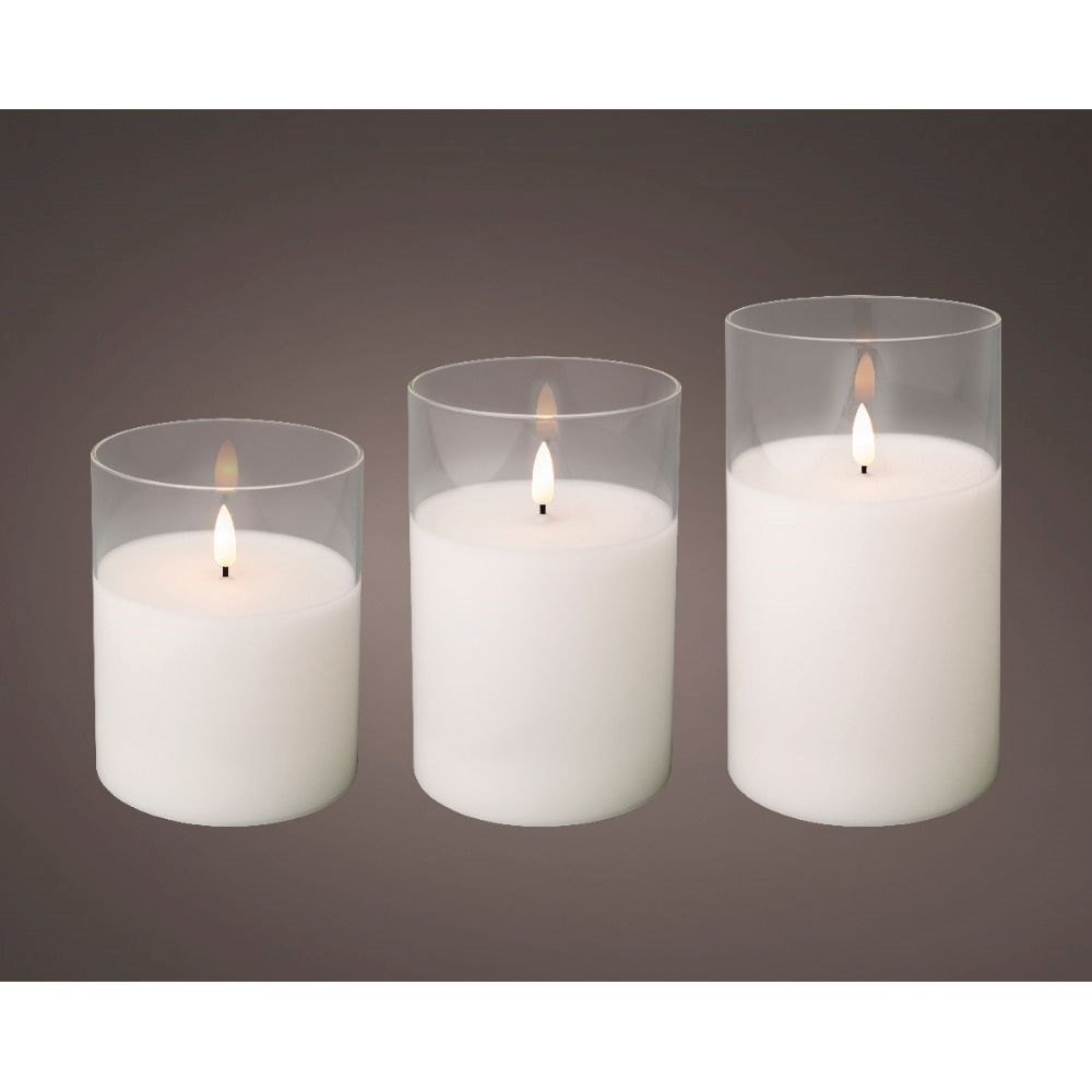 LED kaars | glas & wax | wit/warm wit | ø10x17,5/15/12,5cm