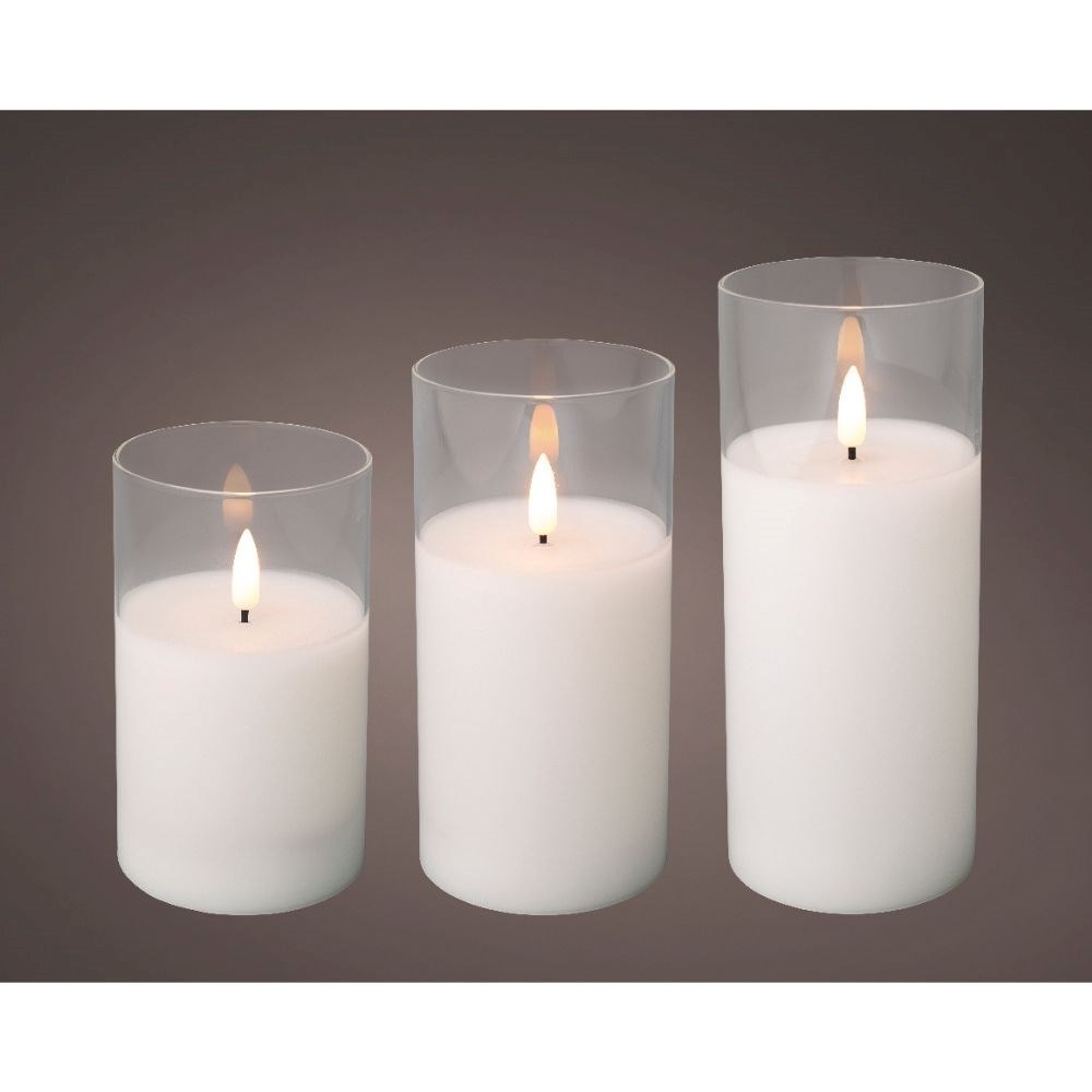 LED kaars | glas & wax | wit/warm wit | ø7,5x17,5/15/12,5cm