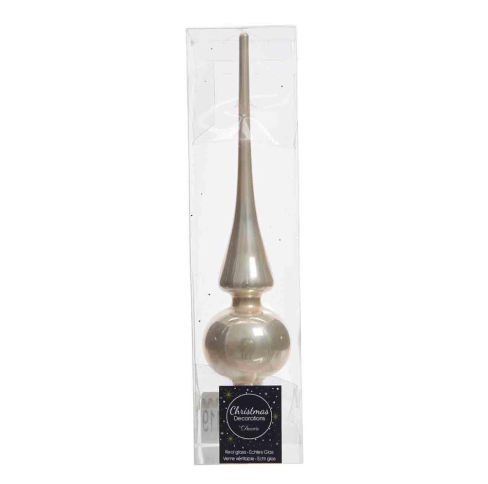 Kerstboompiek van glas | parel | 26cm hoog