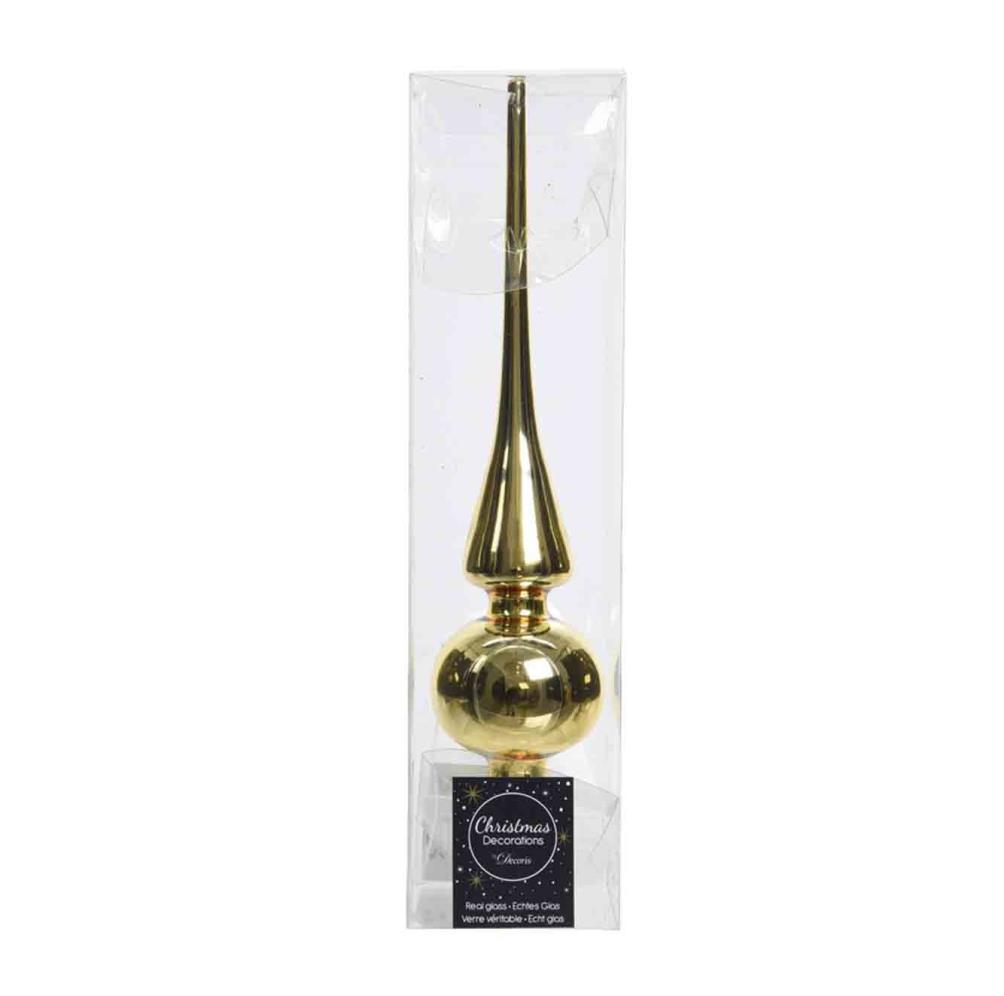 Kerstboompiek van glas | lichtgoud | 26cm hoog