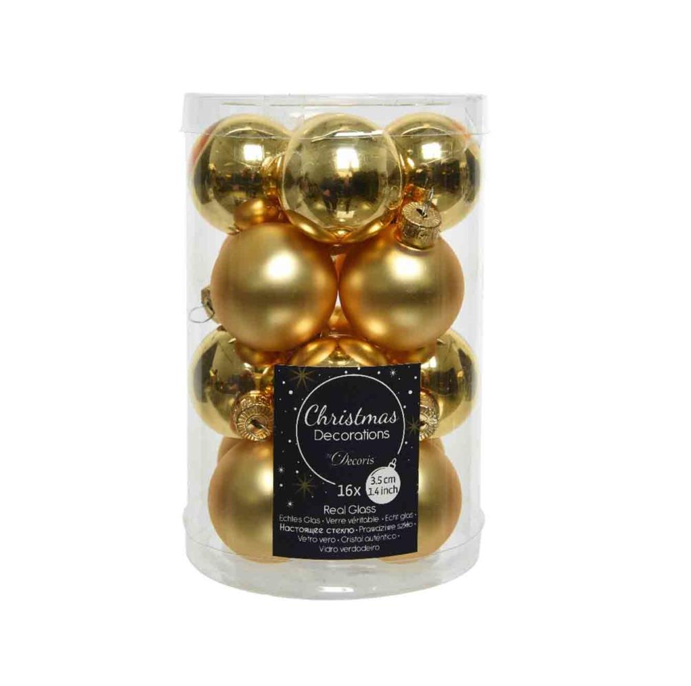Kerstballen set 16-delig | glas | lichtgoud | 3,5cm