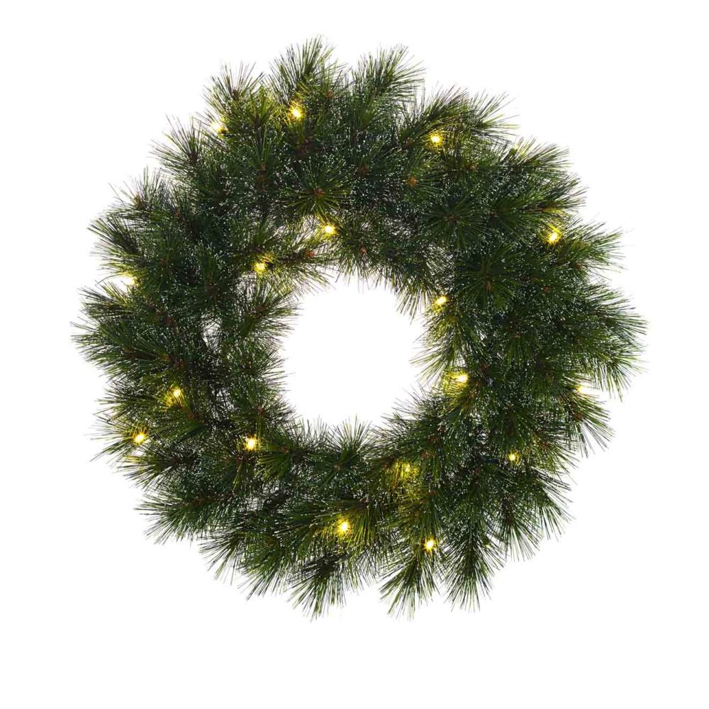 Glendon kerstkrans | groen met bevroren details & LED lampjes | 45cm