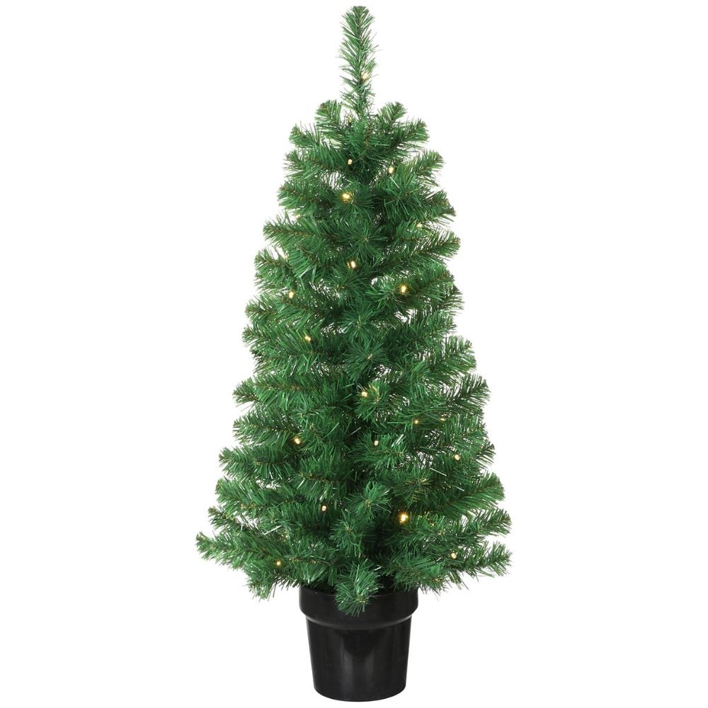 Norton twee kerstboompjes + krans | groen met LED lampjes | set van 3