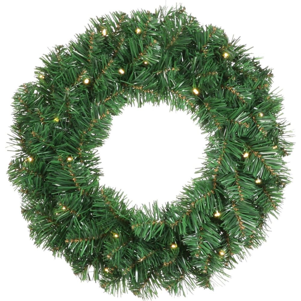 Norton twee kerstboompjes + krans | groen met LED lampjes | set van 3