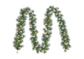 Norton Frosted kerstguirlande | groen met sneeuw details & LED lampjes | 270cm