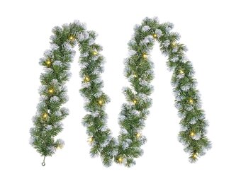 Norton Frosted kerstguirlande | groen met sneeuw details & LED lampjes | 270cm
