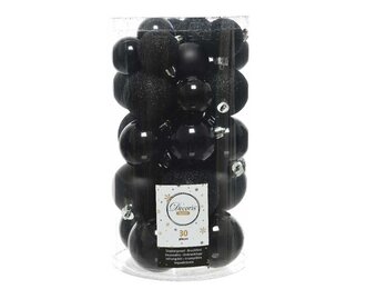 Kerstballen set 30-delig | kunststof/onbreekbaar | zwart | diverse maten
