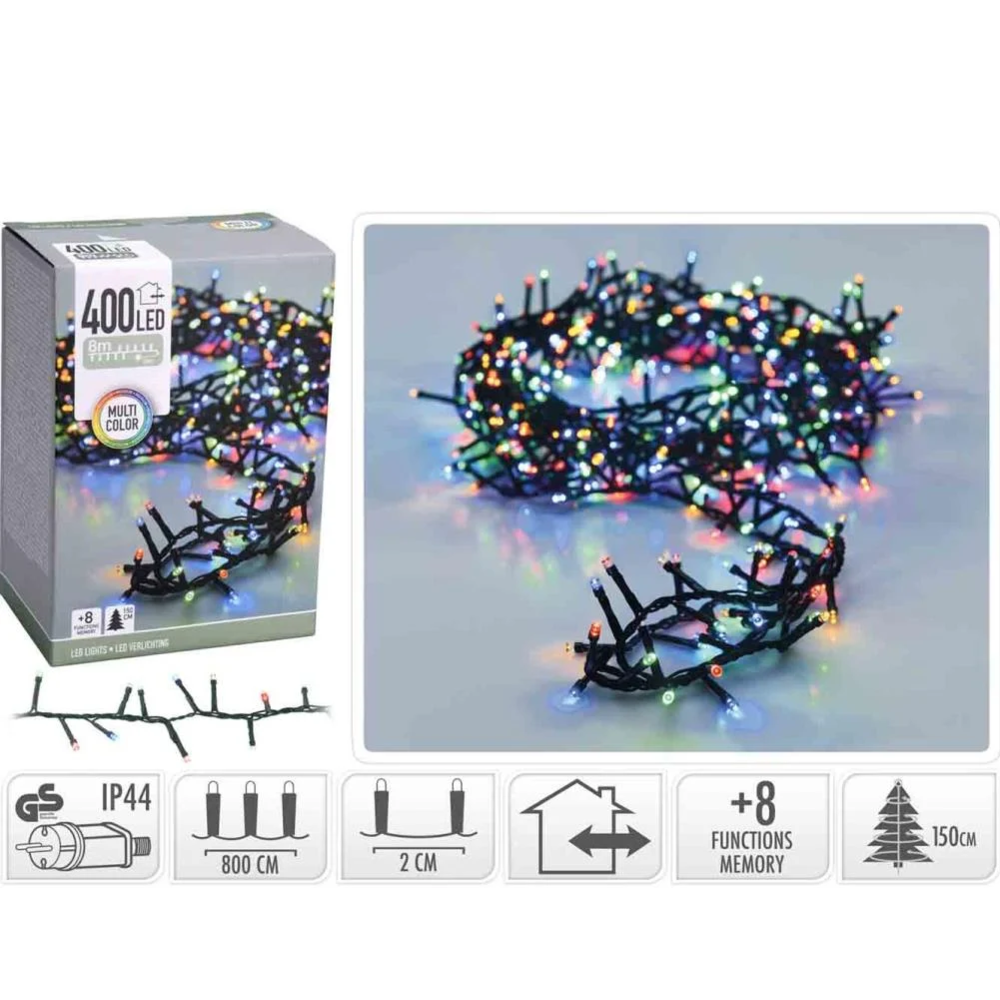 Kerstverlichting micro cluster 400 LED multicolor 8m Kerstland.nl