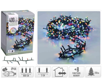 Kerstverlichting micro cluster | 400 LED lampjes | multicolor | 8 meter