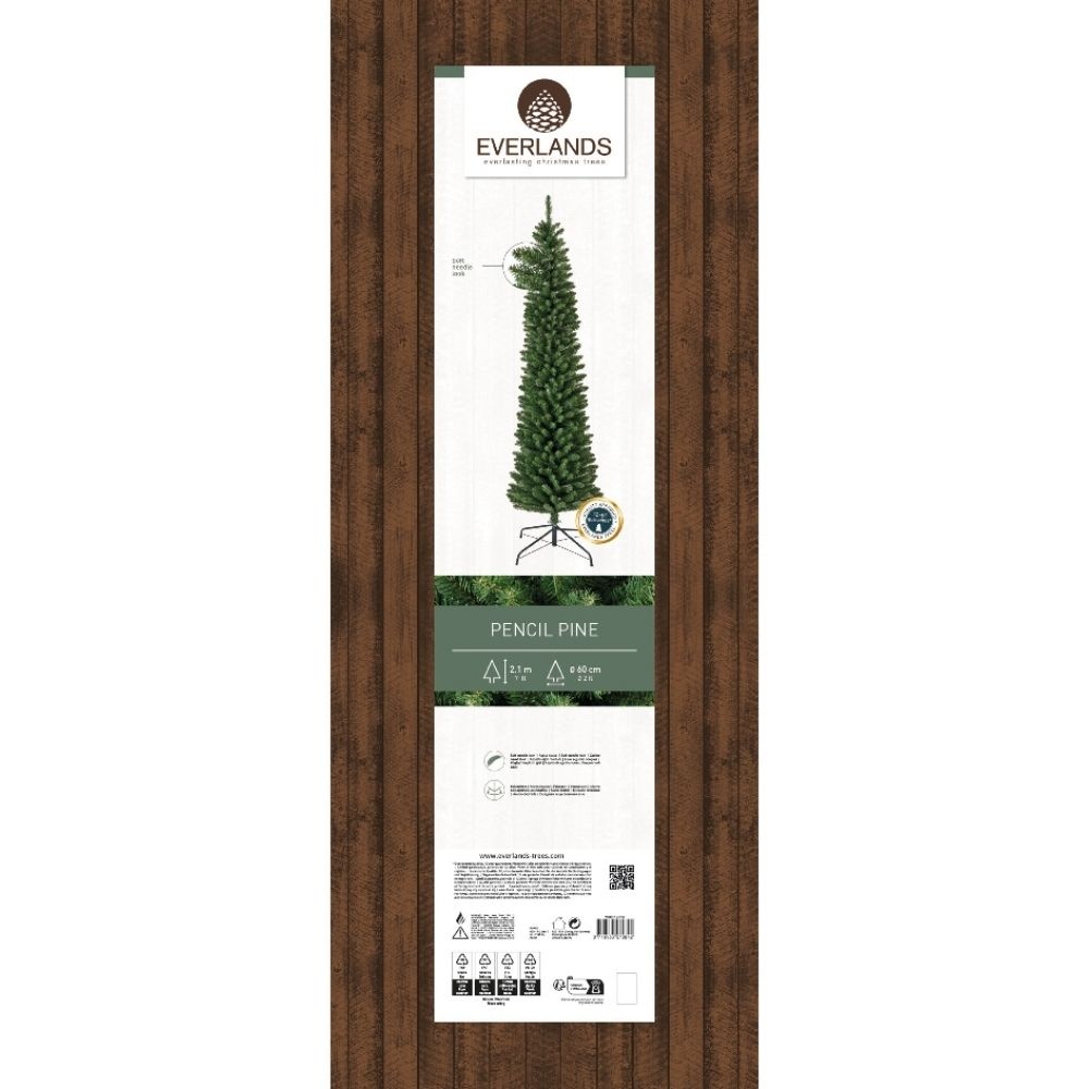Pencil Pine Classic kunstkerstboom smal 210xø60cm | groen