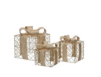 Cadeaubox van ijzer | set van 3 | goud | 18cm