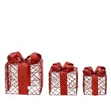 Cadeaubox van ijzer | set van 3 | rood | 18cm