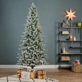 Killington Fir kunstkerstboom smal 180xø93cm | wit/met sneeuw