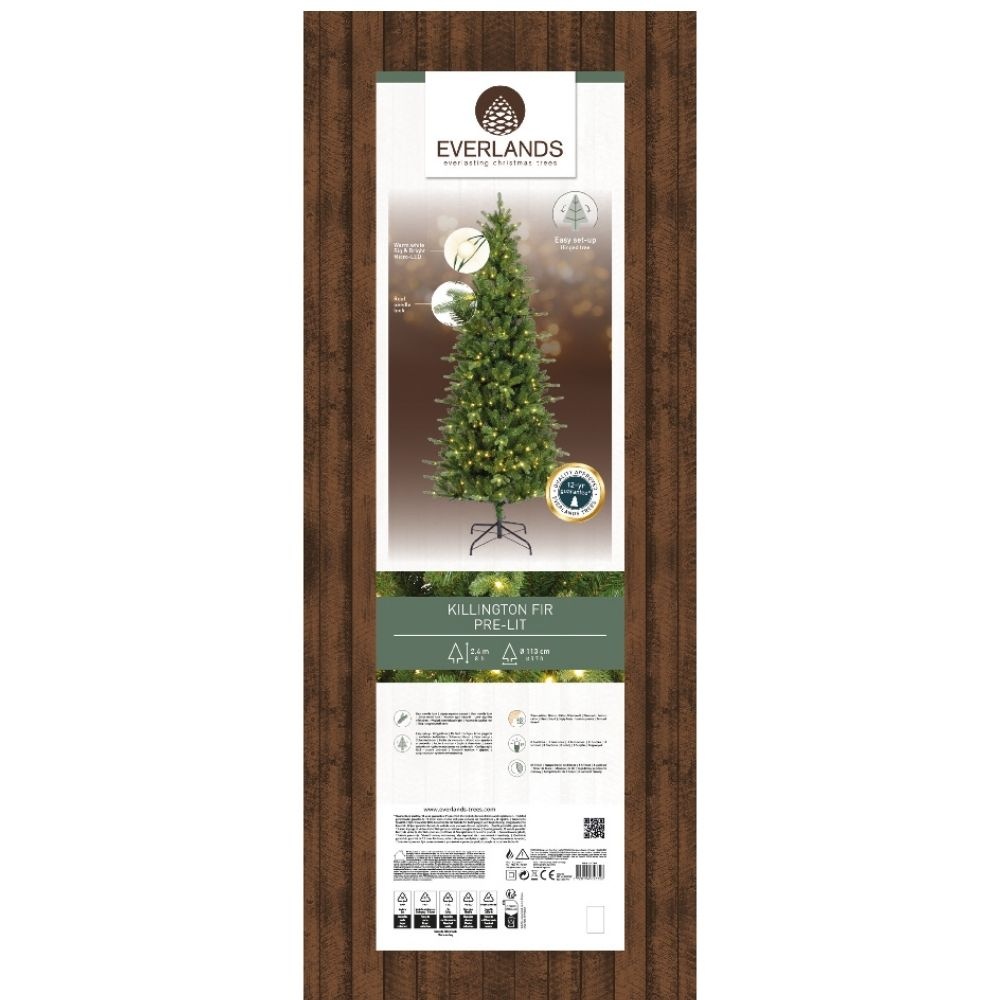 Killington Fir kunstkerstboom smal 240xø113cm | groen met 460 LED lampjes