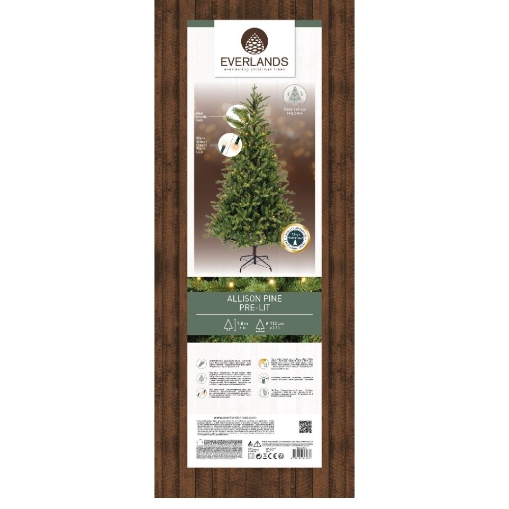 Allison Pine kunstkerstboom 180xø112cm | groen met 320 LED lampjes