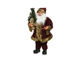 Kerstman met boompje | polyester | ossenbloed | 60cm