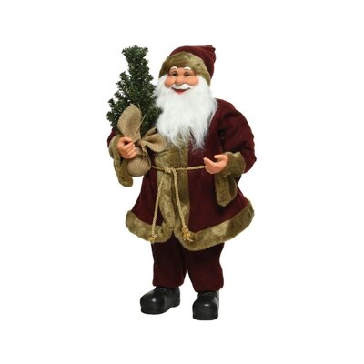 Kerstman met boompje | polyester | ossenbloed | 60cm