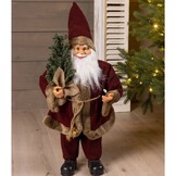 Kerstman met boompje | polyester | ossenbloed | 60cm