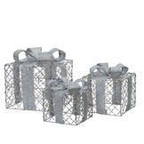 Cadeaubox van ijzer | set van 3 | zilver | 18cm