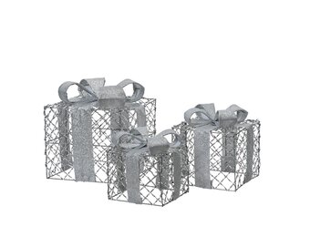 Cadeaubox van ijzer | set van 3 | zilver | 18cm