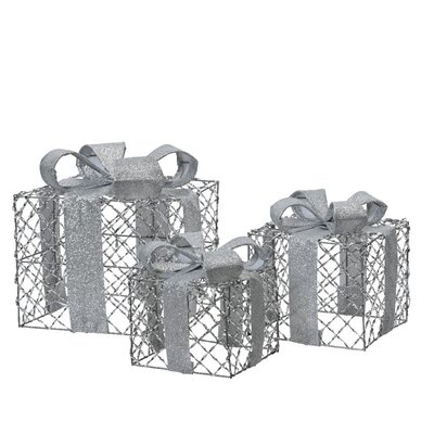 Cadeaubox van ijzer | set van 3 | zilver | 18cm