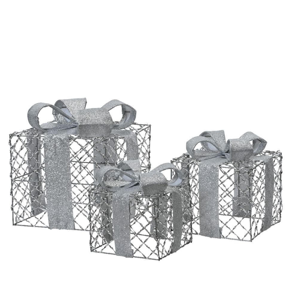 Cadeaubox van ijzer | set van 3 | zilver | 18cm