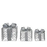 Cadeaubox van ijzer | set van 3 | zilver | 18cm