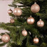 Kerstballen set 30-delig | kunststof/onbreekbaar | poederroze | diverse maten