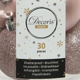 Kerstballen set 30-delig | kunststof/onbreekbaar | poederroze | diverse maten