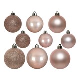 Kerstballen set 30-delig | kunststof/onbreekbaar | poederroze | diverse maten