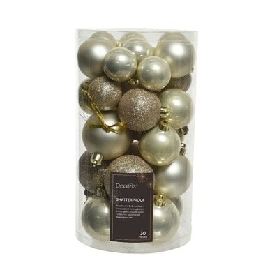 Kerstballen set 30-delig | kunststof/onbreekbaar | parel | diverse maten