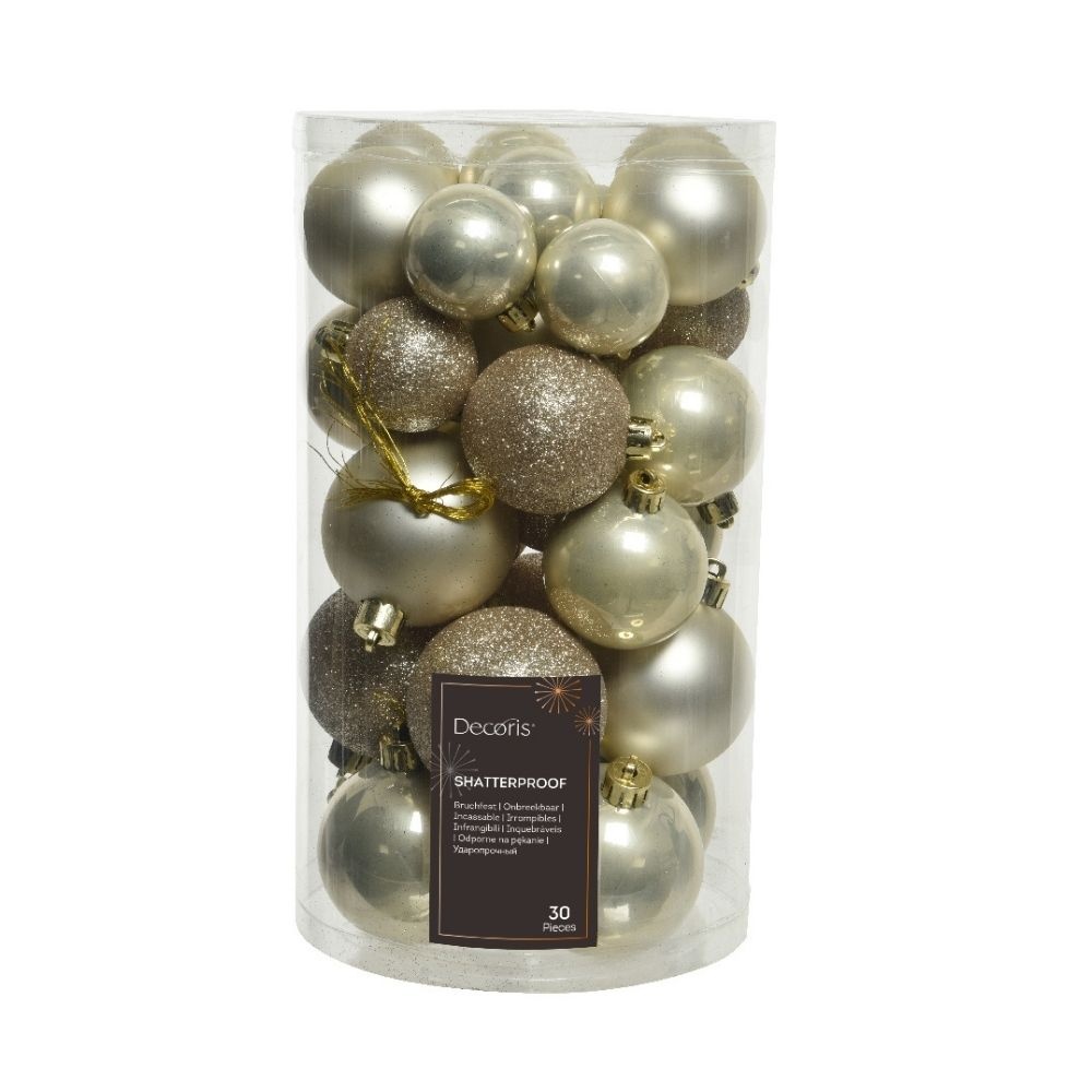 Kerstballen set 30-delig | kunststof/onbreekbaar | parel | diverse maten