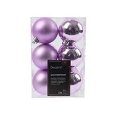Kerstballen set 12-delig | fris lila | kunststof/onbreekbaar | 6cm