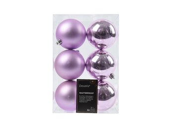 Kerstballen set 6-delig | fris lila | kunststof/onbreekbaar | 8cm