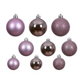 Kerstballen set 30-delig | kunststof/onbreekbaar | fris lila | diverse maten