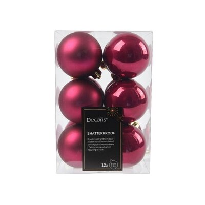 Kerstballen set 12-delig | granaatappel | kunststof/onbreekbaar | 6cm