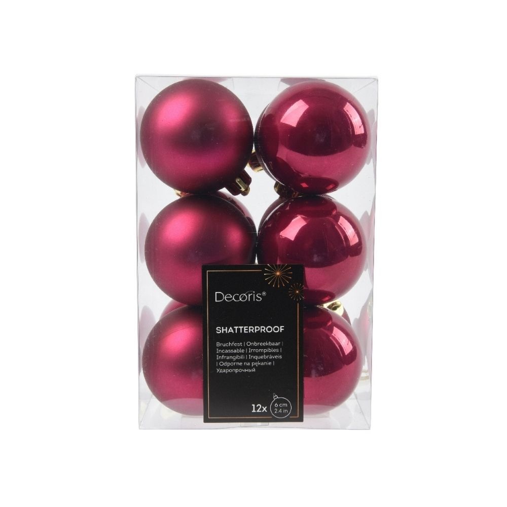 Kerstballen set 12-delig | granaatappel | kunststof/onbreekbaar | 6cm