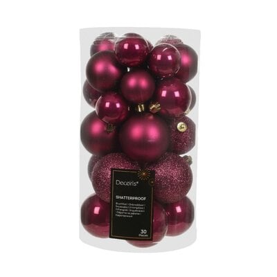 Kerstballen set 30-delig | kunststof | granaatappel | 3,5cm