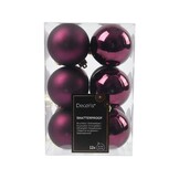 Kerstballen set 12-delig | donker mauve | kunststof/onbreekbaar | 6cm