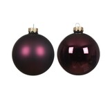 Kerstballen set 12-delig | donker mauve | kunststof/onbreekbaar | 6cm