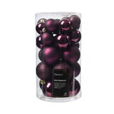 Kerstballen set 30-delig | kunststof/onbreekbaar | donker mauve | diverse maten