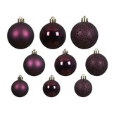 Kerstballen set 30-delig | kunststof/onbreekbaar | donker mauve | diverse maten