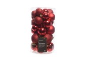 Kerstballen set 30-delig | kunststof/onbreekbaar | kerstrood | diverse maten